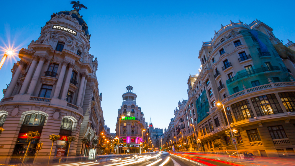 Gran Via boulevard with city lights